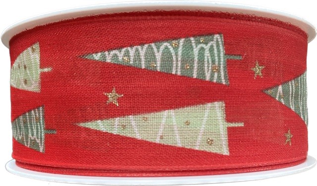 Vánoční stuha červená WINTER GARDEN 40mm x 20m (9,- Kč/m)