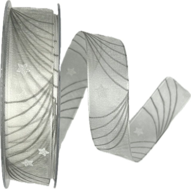 Stuha organzová CHRISTMASS CURTAIN bílá 25mm x 20m ( 7,- Kč/m)