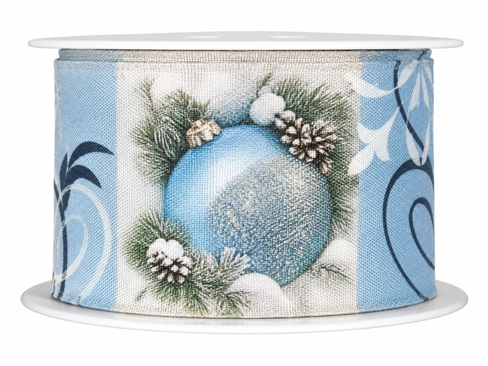 Stuha vánoční CHRISTMAS DECORATION SILVER modrá 40mm x 2m (15,-Kč/m)