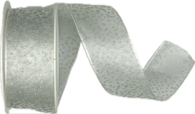 Stuha organzová VIVA SILVER stříbrný potisk 25mm x 2m (13,-Kč/m)