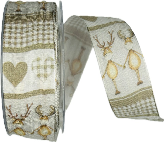 Vánoční stuha HAPPY REINDEERS 40mm x 20m (6,-Kč/m)