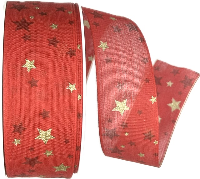 Stuha vánoční CELESTIAL RED  40mm x 20m ( 8,-Kč/m)