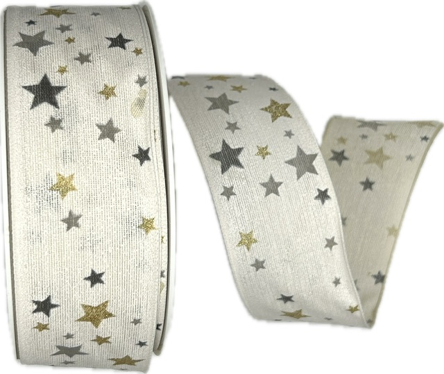 Stuha vánoční CELESTIAL WHITE 40mm x 20m ( 8,-Kč/m)