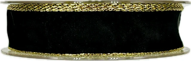 Vánoční stuha černá BASIC COLORE BLACK 25mm x 25m (6,-Kč/m)