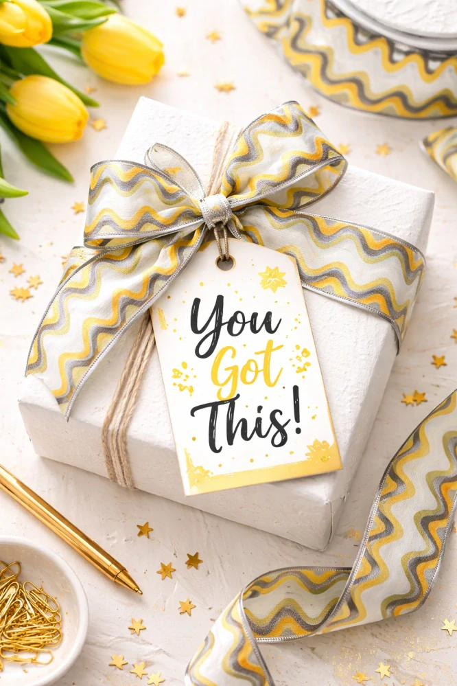 Taftová stuha RAINBOW WAVES šedo-žlutá 40mm x 20m