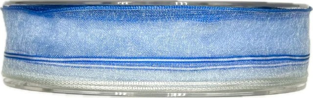 Stuha organzová PROMENADE BLUE modrá 25mm x 20m A ( 6,-Kč/m )