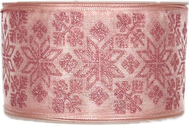 Vánoční stuha organzová GLAMOUR STARS PINK růžová 40mm x 2m (16,-Kč/m)