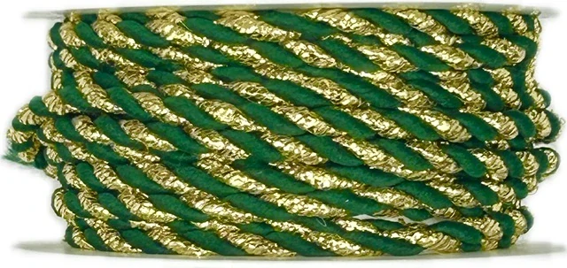 Provázek dekorační TwistCord Forest Gold  zeleno - zlatý 3mm x 3m (5,- Kč/m)