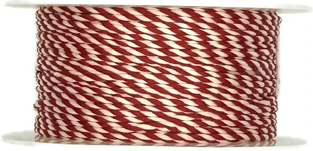 Polo Twist Red & White  – Bavlněný kroucený provázek červený 1mm x 5m (2,-Kč/m)