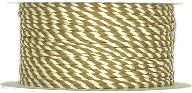 Polo Twist Light Brown & White – Bavlněný kroucený provázek hnědý  1mm x 5m (2,-Kč/m)
