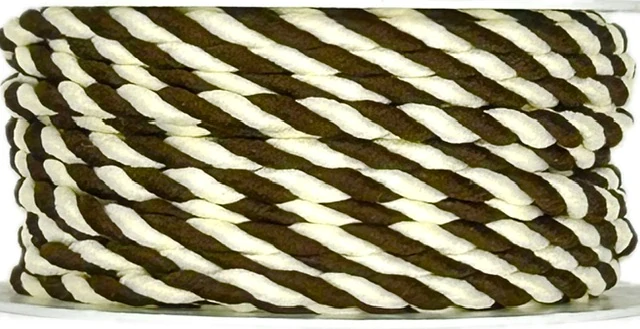 Chocolate Cream Twist – Saténový kroucený dekorační provázek  hnědo-krémový 3mm x 3 m (5,-Kč/m)