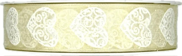 Taftová stuha Amore Mio Cream – krémová, průsvitná 25mm x 20m