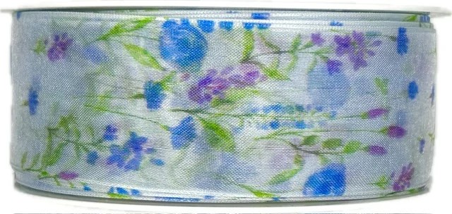 Stuha taftová WILDFLOWER MEADOW Light Blue 40mm x 20m
