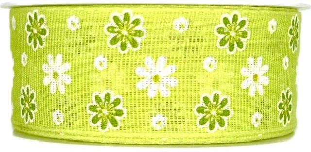 Stuha látková jarní  FIORI DI PRIMAVERA zelená A 40mm x 20m (8,-Kč/m)
