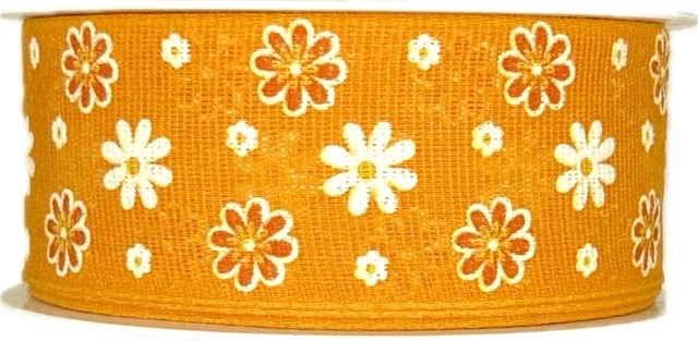 Stuha látková jarní  FIORI DI PRIMAVERA oranžová A 40mm x 20m (8,-Kč/m)