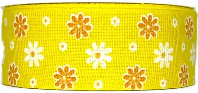 Stuha látková jarní  FIORI DI PRIMAVERA GIALLO žlutá A 40mm x 20m (8,-Kč/m)