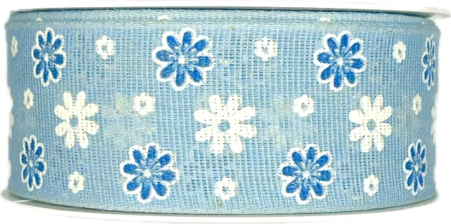 Stuha látková jarní FIORI DI PRIMAVERA pastelově modrá 40mm x 20m (8,-Kč/m)