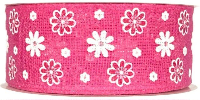 Stuha látková jarní FIORI DI PRIMAVERA sytě růžová A 40mm x 20m (8,-Kč/m)