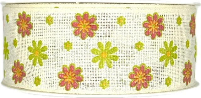 Stuha látková jarní FIORI DI PRIMAVERA bílá A 40mm x 20m (8,-Kč/m)