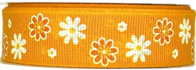 Stuha látková jarní FIORI DI PRIMAVERA ARANCIA oranžová A 25mm x 20m (7,-Kč/m)