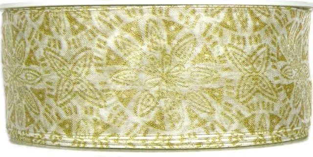 Stuha taftová MANDALA CREAM transparentní A 40mm x 20m (8,-Kč/m)