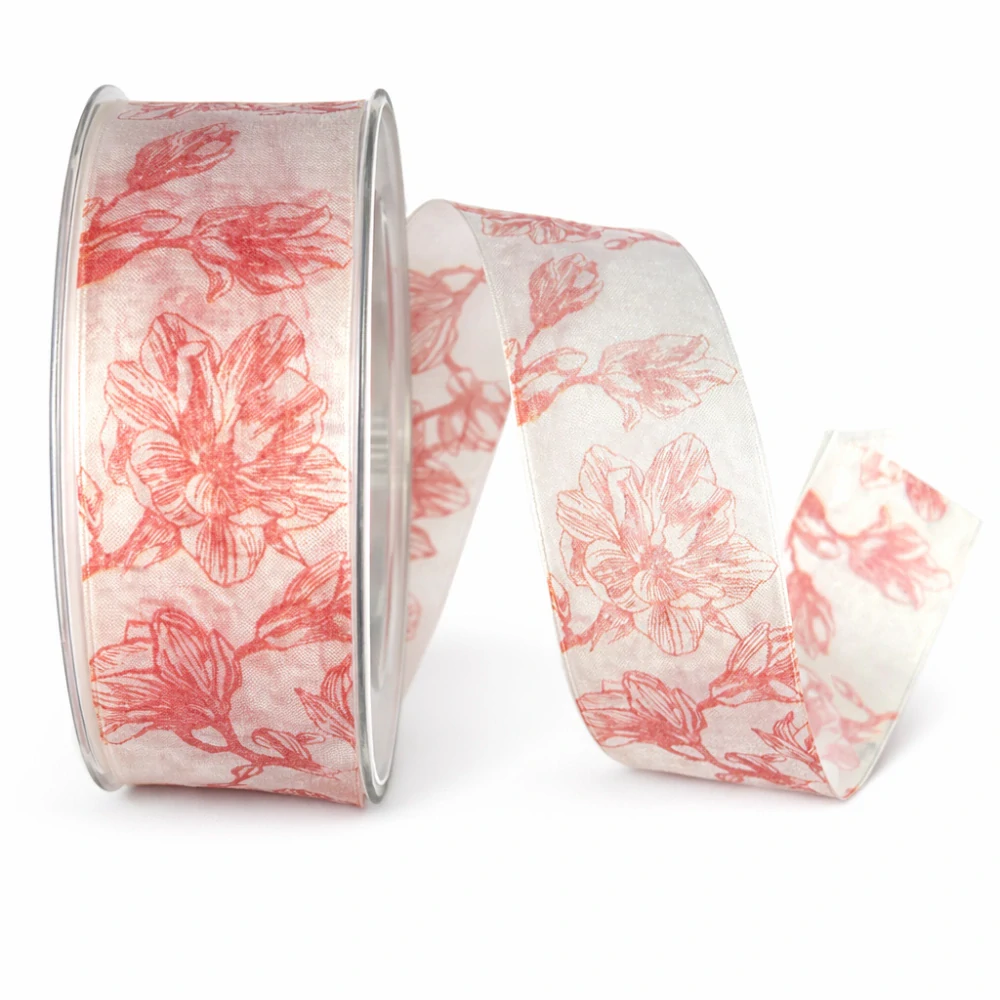 Stuha taftová MAGNOLIA GARDEN Coral Pink 40mm x 20m