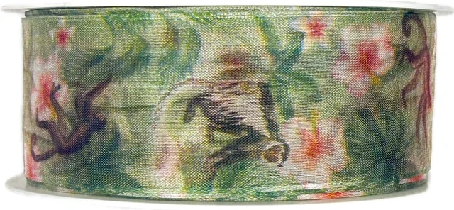 Stuha taftová MONKEY FOREST transparentní 40mm x 20m (8,-Kč/m)