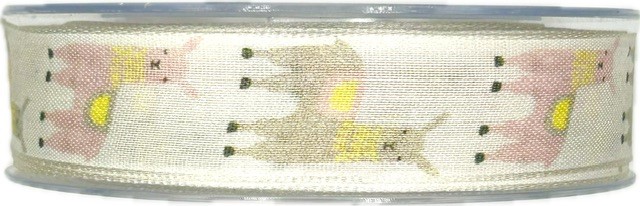 Stuha dětská narozeninová HAPPY LAMA krémová A 25mm x 20m (6,-Kč/m)