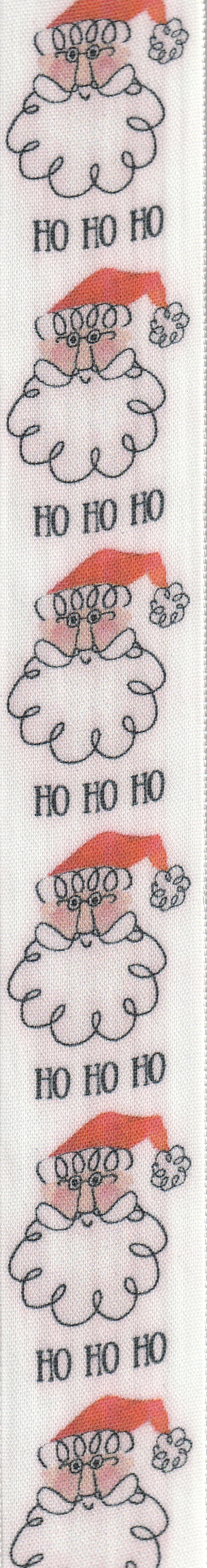 Vánoční stuha bavlněná Ho Ho Ho bílá 40mm x 2m (12,-Kč/m)