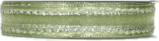 Stuha organza MONDAN MINT SILVER 15mm x 4m (7,-Kč/m)