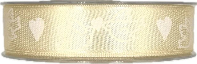 Saténová stuha Wedding Birds – krémová 25mm x 20m