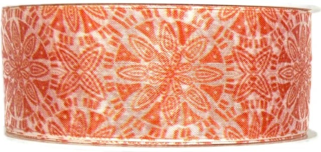 Stuha taftová MANDALA RED transparentní A 40mm x 20m (8,-Kč/m)