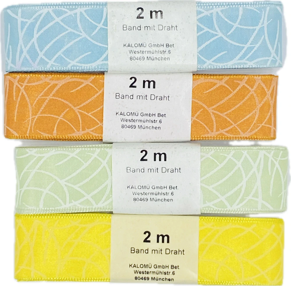 Stuha taftová HELLO SPRING set 4ks 25mm x 2m (12,-Kč/ks) (6,-Kč/m)