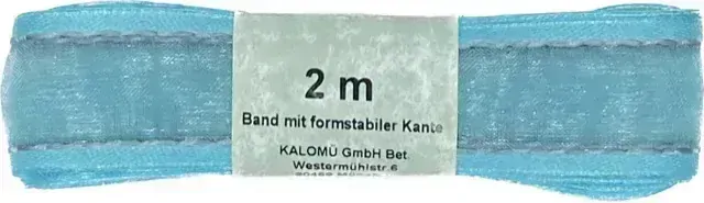 Stuha organzová CHAMPAGNER tyrkysová prošívaná 25mm x 2m (7,50Kč/m)