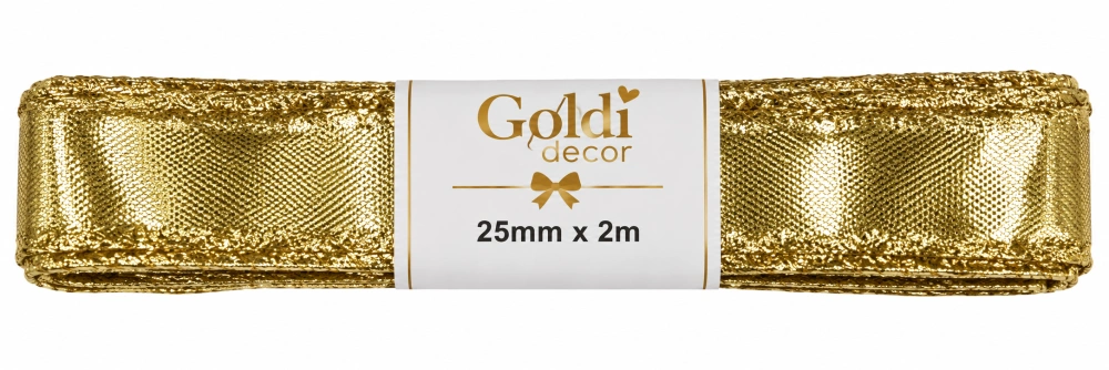Stuha lurexová zlatá GOLD LUCK 25mm x 2m (7,50Kč/m)