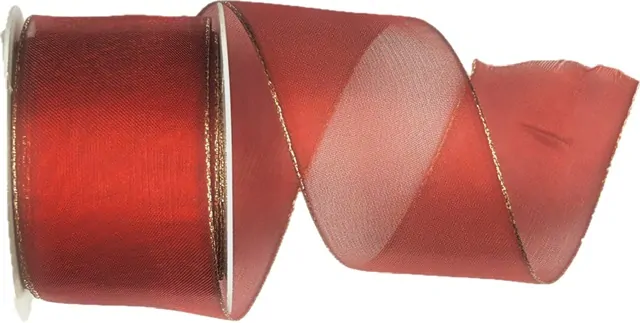 Vánoční stuha ORGANDY BASIC RED červená 40mm x 2m (14,-Kč/m)