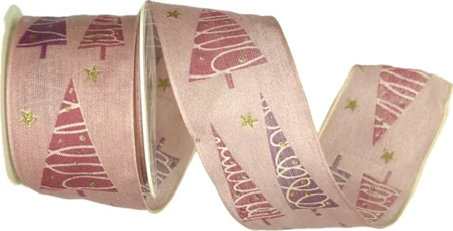 Vánoční stuha růžová PINK GARDEN 40mm x 2m 