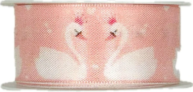 Taftová stuha SWAN LOVE – světle růžová 25mm x 2m