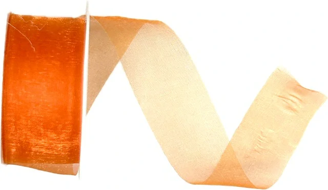 Stuha organza sytě oranžová 25mm x 5m (4,- Kč/m)