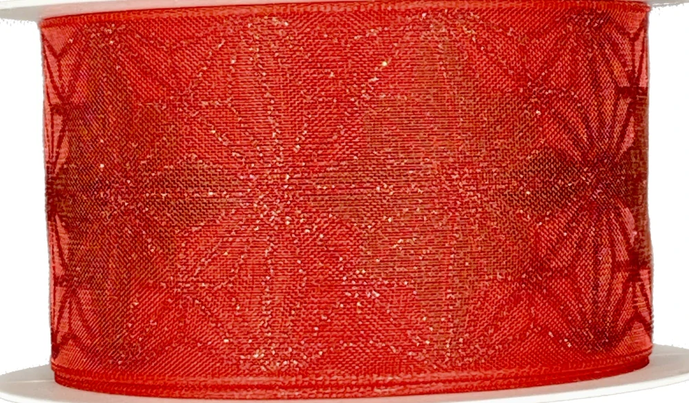 Vánoční stuha taftová Organdy Gala Premium – Scarlet Sparklečervená 40mm x 2m (16,- Kč/m) Premium