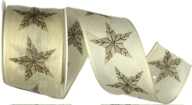 Vánoční stuha NATURAL STAR CREAM krémová 40mm x 2m (13,-Kč/m)