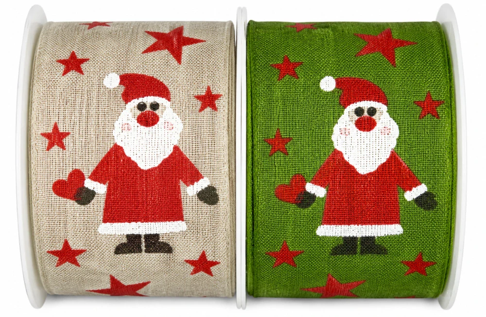Stuhy vánoční WITTY SANTA GREEN zelená 40mm x 2m (12,50Kč/m)