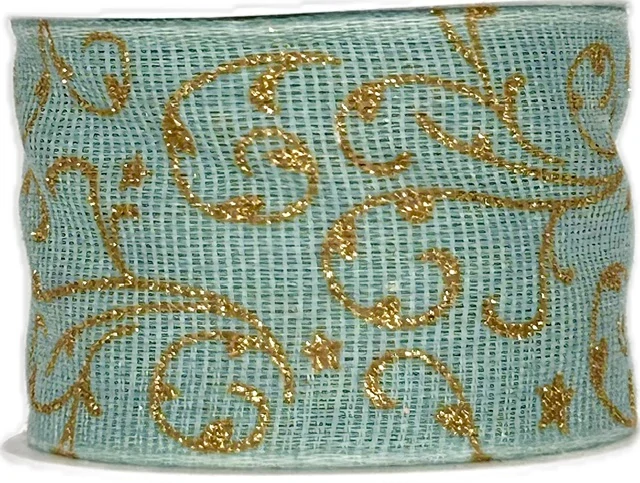 Vánoční stuha RHAPSODY IN BLUE tyrkysová 40mm x 2m (12,-Kč/m)