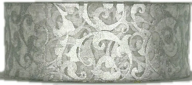 Stuha organzová SILVER ORNAMENT LUXE stříbrná 25mm x 3m (12,-Kč/m)