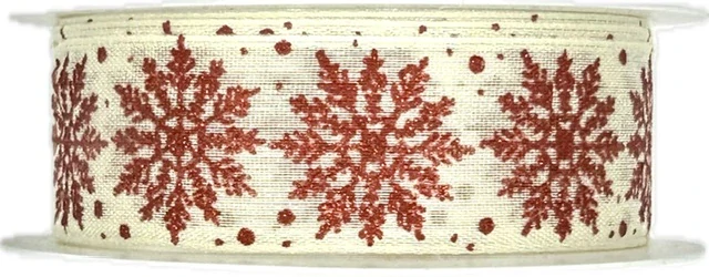 Stuha vánoční SNOWPEARL CREAM krémová 25mm x 2m (13,-Kč/m)