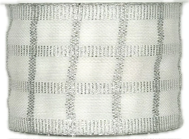 Stuha vánoční SILVER KARO bílá 40mm x 2m (14,-Kč/m)