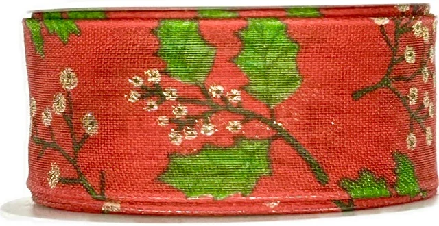 Stuha vánoční FOREST PARTY červená  25mm x 3m (8,-Kč/m)