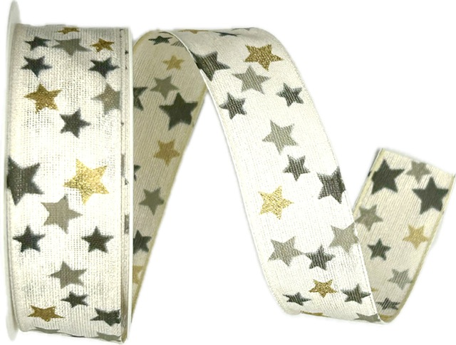 Vánoční stuha CELESTIAL BLACK 25mm x 2m (13,-Kč/m)