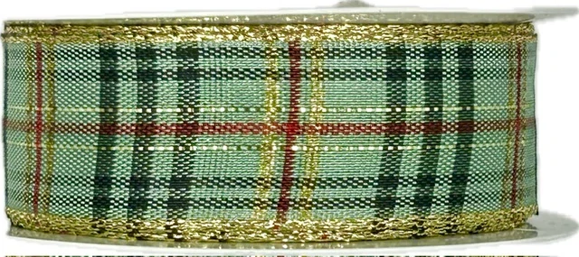 Vánoční stuha CHRISTMAS KARO AQUAMARINE  25mm x 3m (11,-Kč/m)