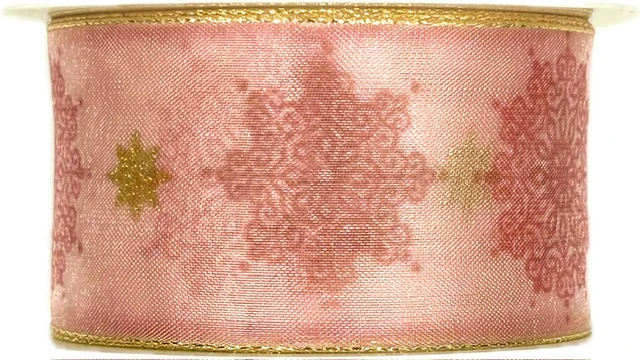 Vánoční stuha Winter Elegance – Blush Gold 40mm x 2m (16,-Kč/m)